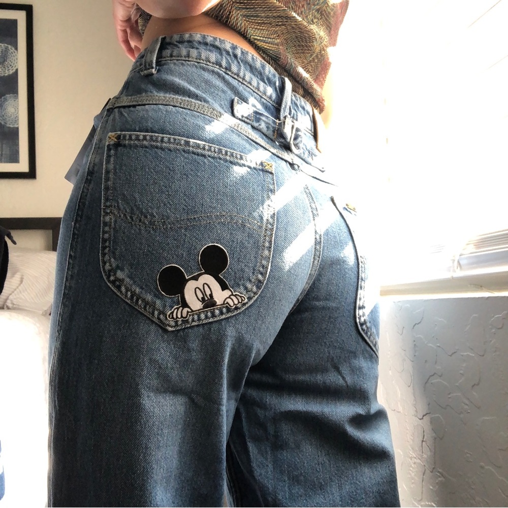 🐭 Peeping Mickey Mouse Lee Vintage Modern High-Rise Relaxed Stovepipe Jeans. - Picture 2 of 12